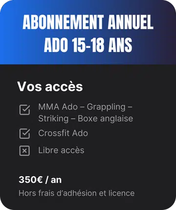 Abonnement annuel ado 15-18