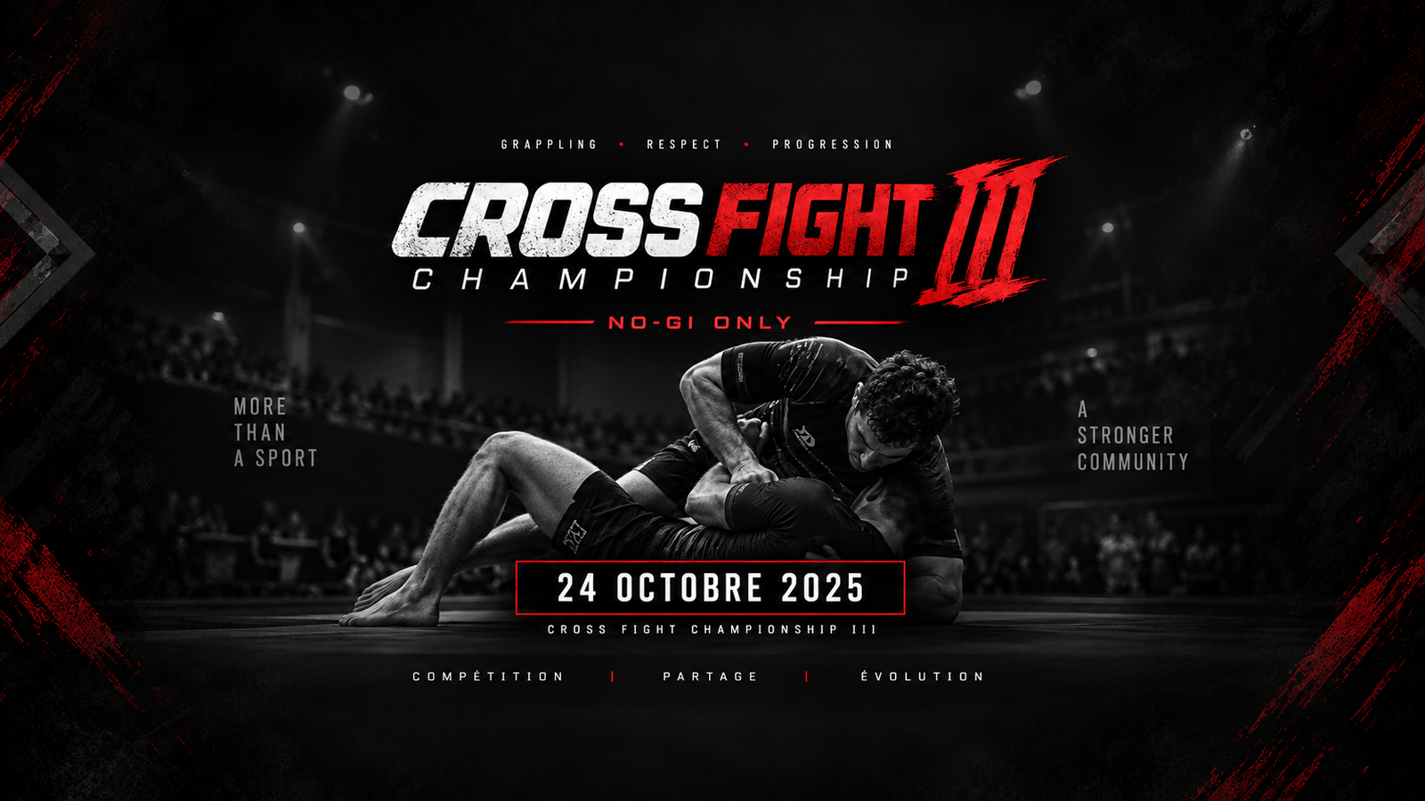 Affiche Cross Fight Championship III — compétition de grappling No-Gi à Montbéliard le 24 octobre 2026